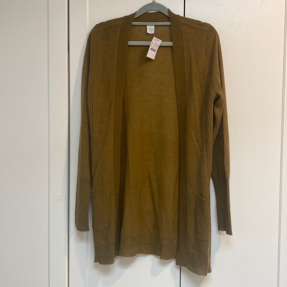 J. Crew fine knit alpaca long cardigan olive size medium NWT